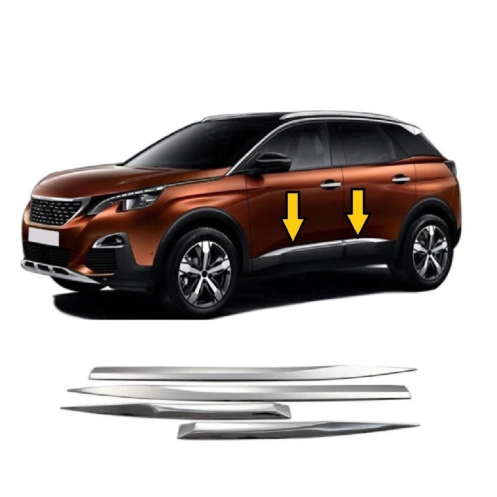 Side Door Streamer Chrome Cover Frame Molding Trim For 3008 2016-2023 4 PCS