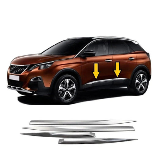 Side Door Streamer Chrome Cover Frame Molding Trim For 3008 2016-2023 4 PCS