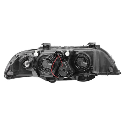 Black Projector Headlight Set For BMW 5 Series E39 Facelift 2001-2003 Left & Right Amber Corner Halogen