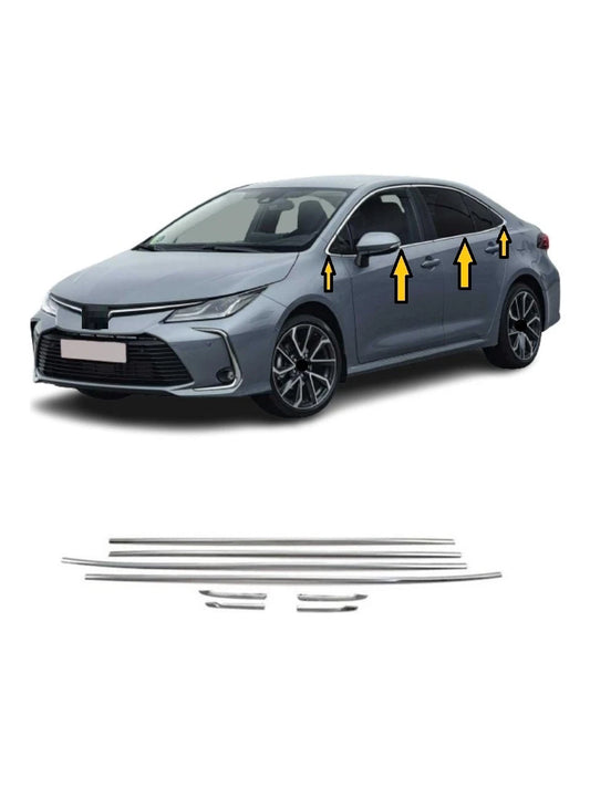 Chrome Window Molding Trim Cover For Toyota Corolla 2019+ 8 PCS Stainless Steel