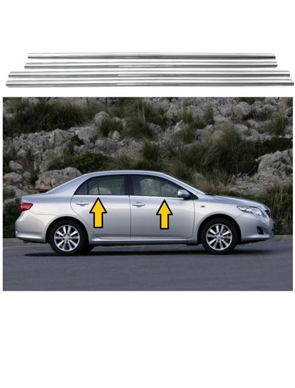 Chrome Window Molding Trim Cover for Toyota Corolla 2007-2013 | 4-Piece Stainless Steel Exterior Window Trim