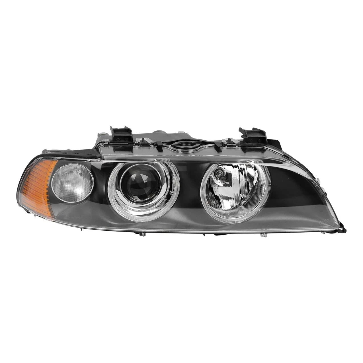 Black Projector Headlight Set For BMW 5 Series E39 Facelift 2001-2003 Left & Right Amber Corner Halogen