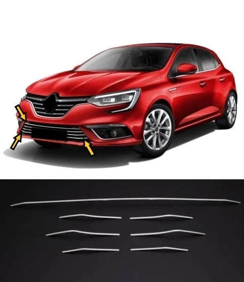 Front Bumper Grille Molding Trim Chrome Cover For MEGANE IV 2016-2019 7 PCS Stainless Steel