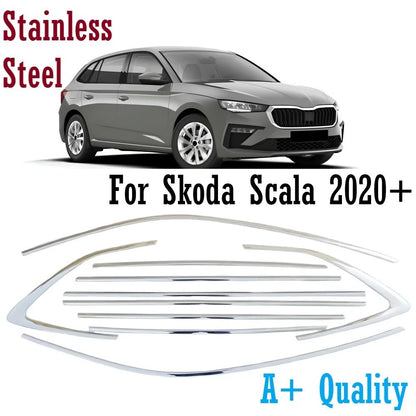 Chrome Window Molding Trim Full Set For Skoda Scala 2019+ 10 PCS Stainless Steel