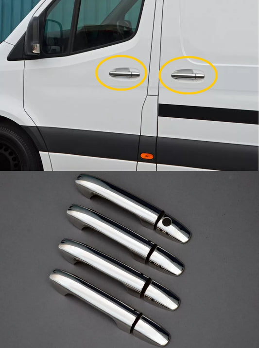 Door Handle Chrome Cover Frame Trim For Sprinter W907 4 Doors 1 Key Hole Stainless Steel