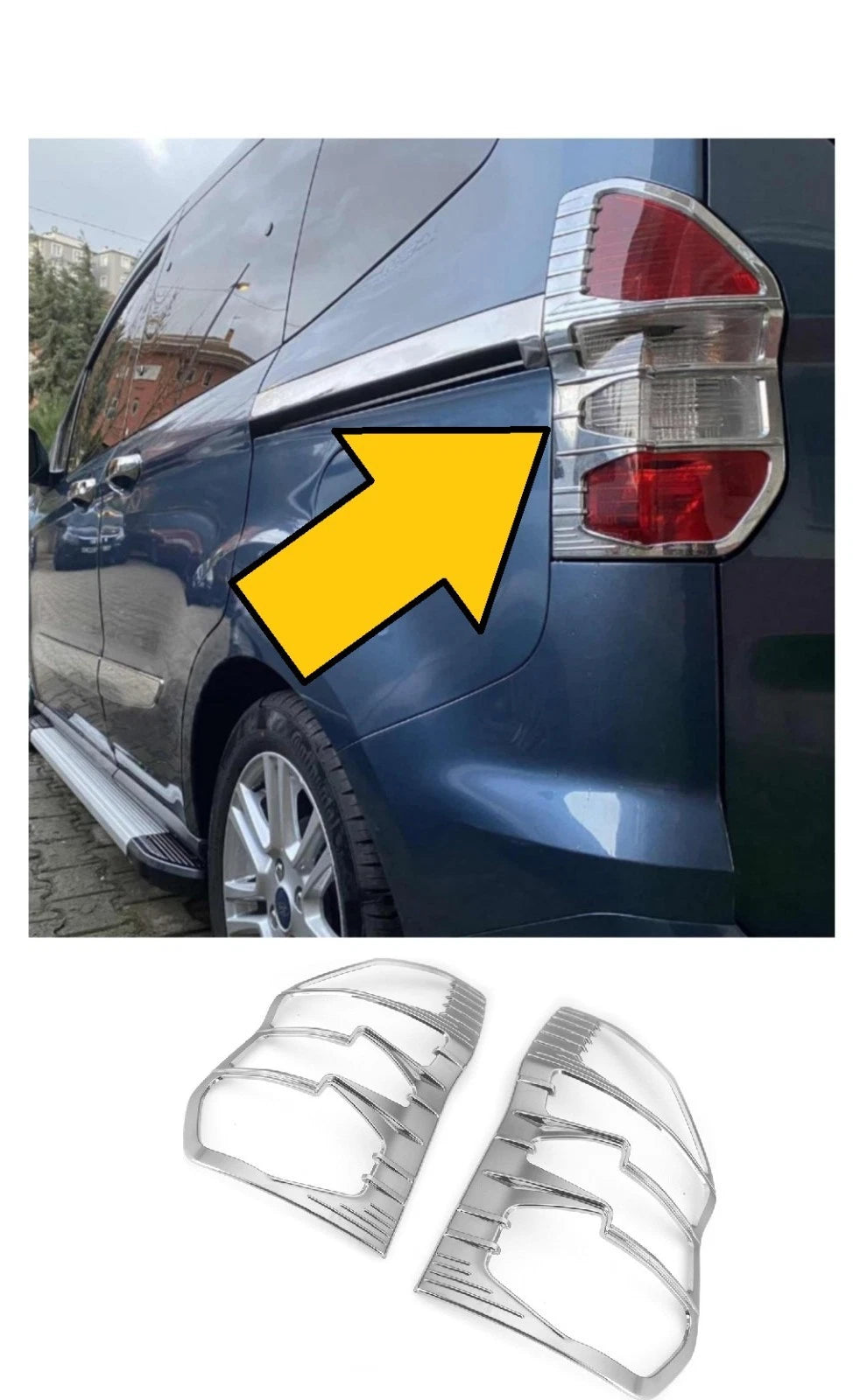 Chrome Rear Tail Light Trim Set for Ford Tourneo Courier (2014-2023)