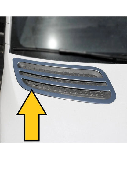 Hood Bonnet Ventilation Chrome Cover Trim For Sprinter W907 W910 2018+ 2 PCS Stainless Steel