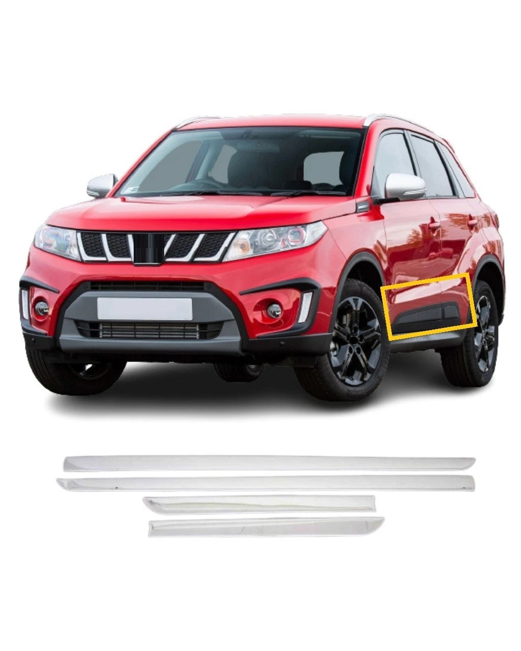 Chrome Side Door Body Molding Streamer Trim Cover for Suzuki Vitara 2014 2026 | 4PCS Stainless Steel