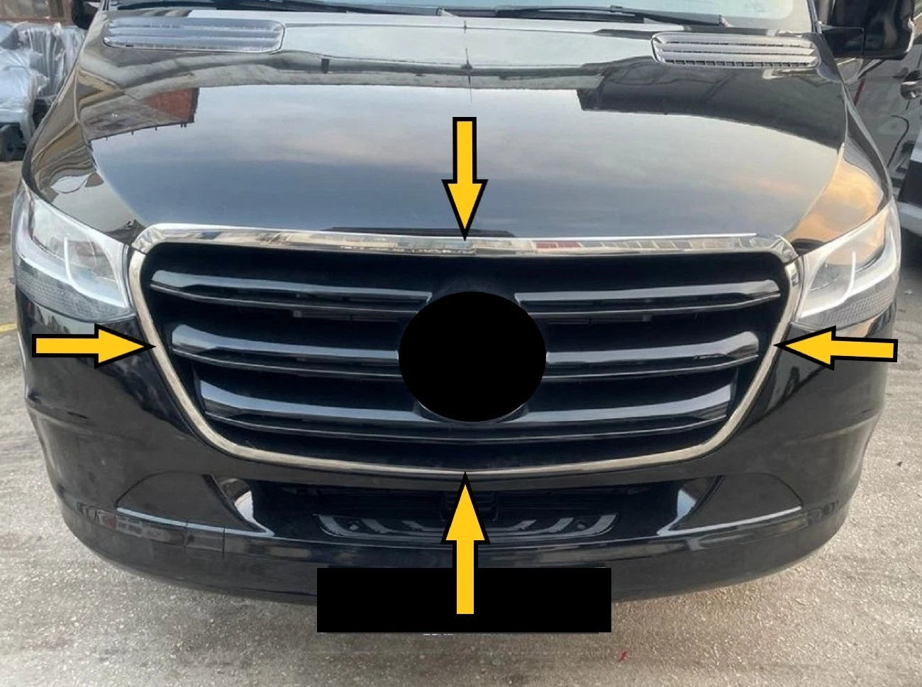Front Grill Outer Frame Trim Chrome Cover For Sprinter W907 2018+ 4 PCS Stainless Steel