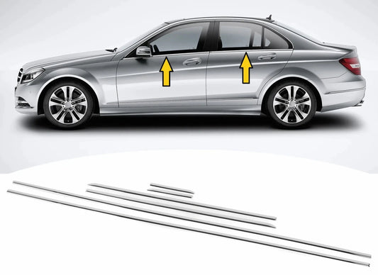 Chrome Window Trim Cover for Mercedes-Benz C-Class W204 Saloon 2007-2014 - 6PCS Stainless Steel