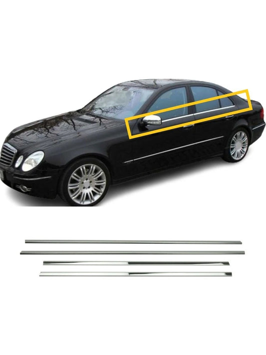 Window Molding Trim Chrome Cover Frame For E Class W211 2002-2009 4 PCS